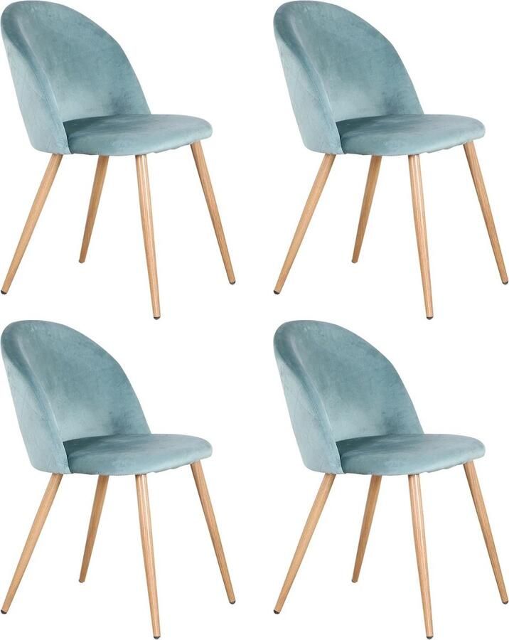 Suredeal Set Van 4 Eetkamerstoelen Zacht Fluweel Metalen Voetjes Geschikt Voor Keuken Eetkamer Woonkamer Lounge Groen
