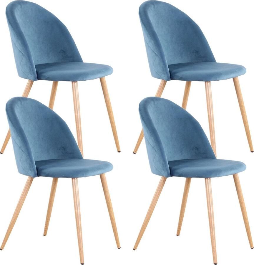 Asaam Store Asaam- Een Set Van 4 Eetkamerstoelen- Stevige Metalen Voetjes- Geschikt Voor Keuken- Eetkamer- Woonkamer-Zacht Fluweel- Lichtbestendigheid van houten en Niet-markerende plastic voetjes