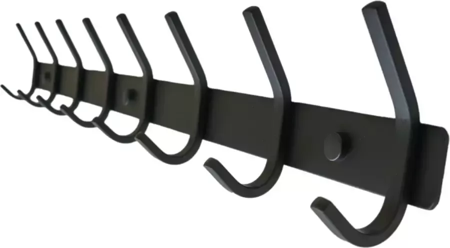 Cozy Home Kapstok Wandkapstok Zwart Metaal RVS Industrieel 16 haken 59 cm