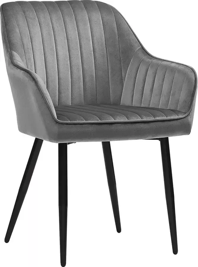 Cozy living Eetkamerstoelen fauteuils loungestoelen Set van 2 Fluwelen bekleding Metalen poten Grijs