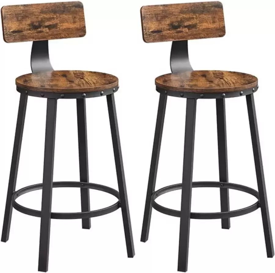 Cozy living barkrukken set van 2 Barstoelen keukenstoelen met metalen frame zithoogte 62 5 cm industrieel design