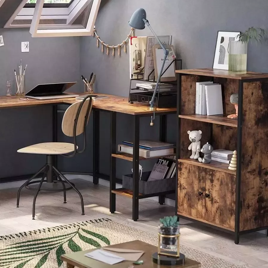 Cozy living Boekenkast Kantoorrekken Keukenkast met 2 open vakken industrieel design