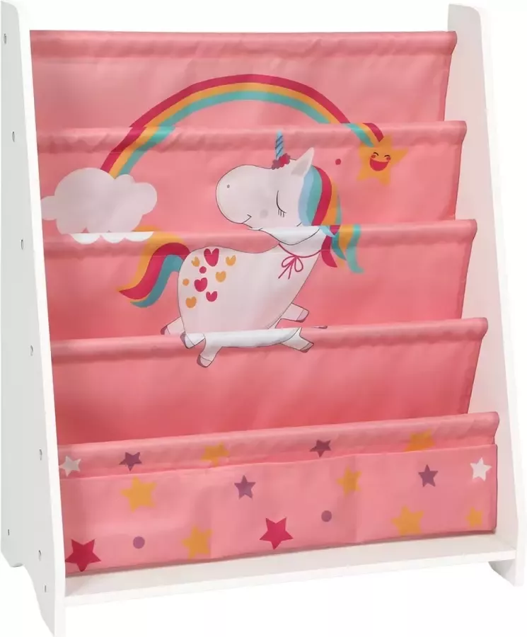 Cozy living Boekenkast voor kinderen Kinderboekenkast 5-laags speelgoedorganizer Wit-roze