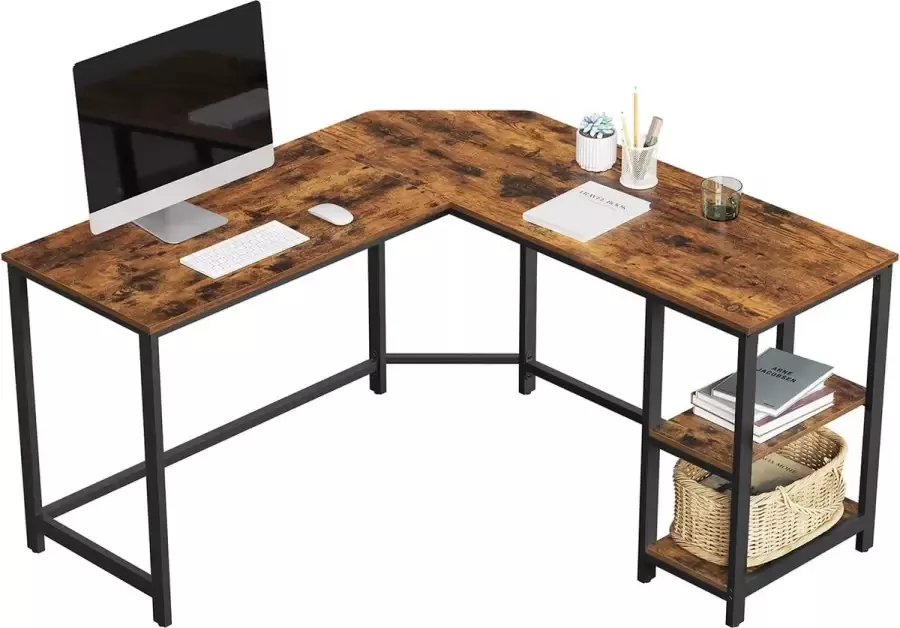 Cozy living Bureau Hoekbureau Industrieel ontwerp L Hoek Bureau Vintage Bruin Zwart