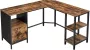 Cozy living Bureau Kantoorbureau L vorm Computer bureau Met kast Vintage Bruin Zwart - Thumbnail 1