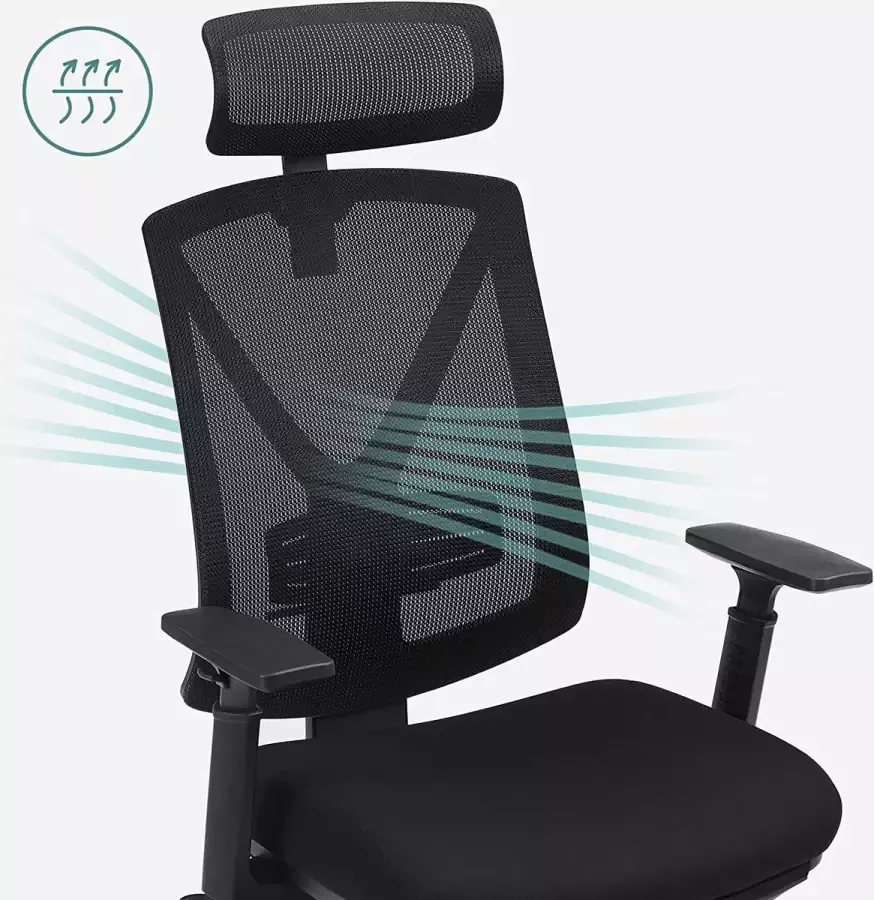 Cosy Living Bureaustoel Computerstoel Game stoel Met voetensteun Met hoofdsteun Zwart