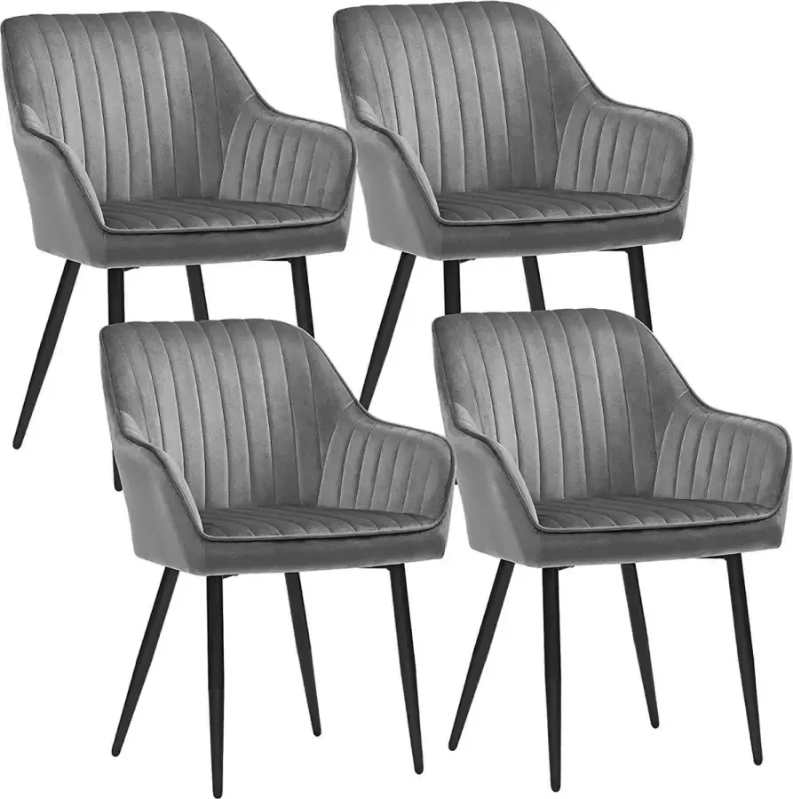 Cozy living Eetkamerstoelen Keukenstoelen Fauteuils Gestoffeerde stoelen Set van 4 Lichtgrijs