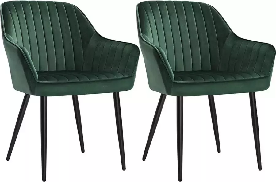 Cozy living Eetkamerstoelen Keukenstoelen fauteuils Lounge stoelen Set van 2 Groen