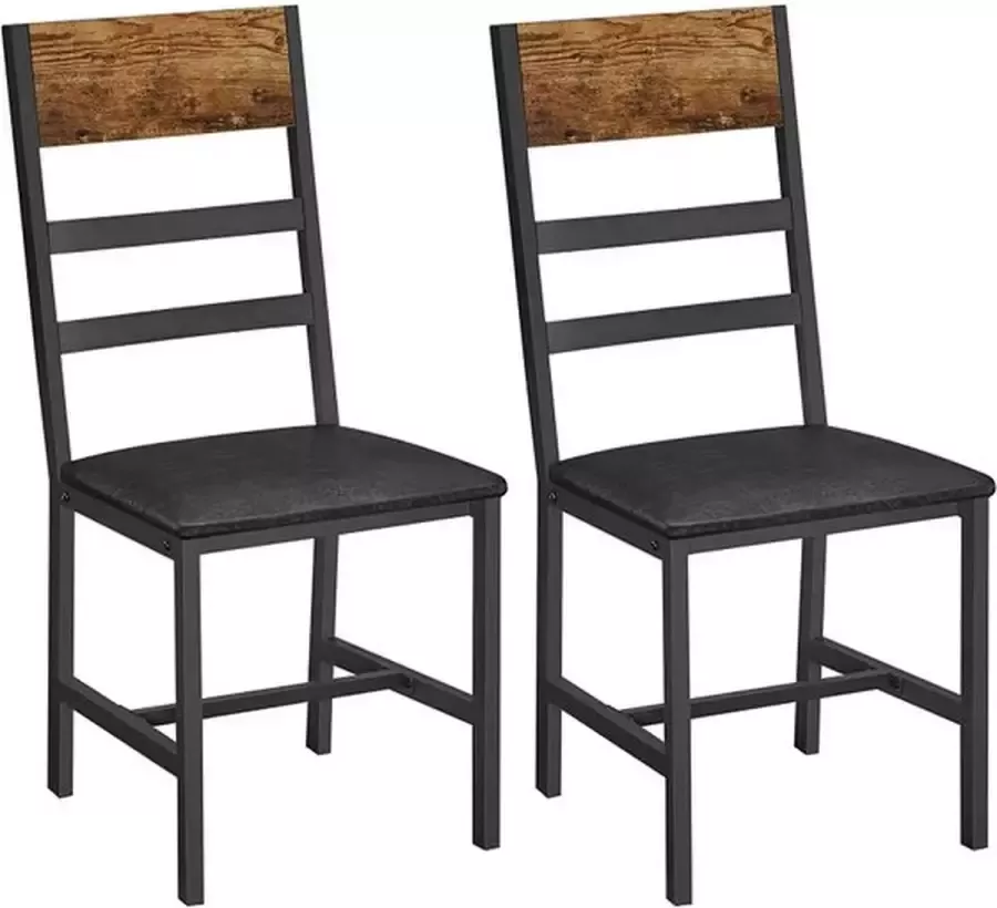 Cozy living Eetkamerstoelen set van 2 keukenstoelen met metalen frame gestoffeerde stoelen zacht gestoffeerd