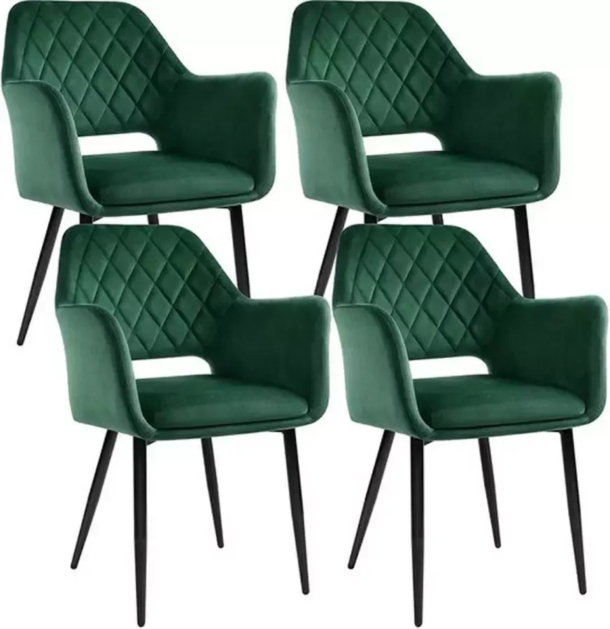 Cozy living Eetkamerstoelen set van 4 keukenstoelen gestoffeerde stoelen fluwelen bekleding 41 5 brede zitting groen