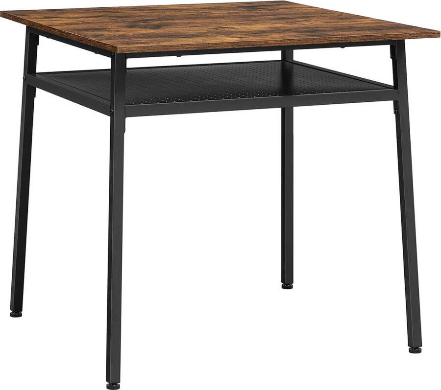 Cozy living Eettafel Kantoortafel Keukentafel Vierkant Bureau Met plank Bruin Zwart