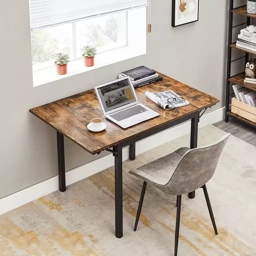 Cozy living Eettafel Opklapbare keukentafel voor 2-4 personen voor kleine ruimtes vintage bruin-zwart