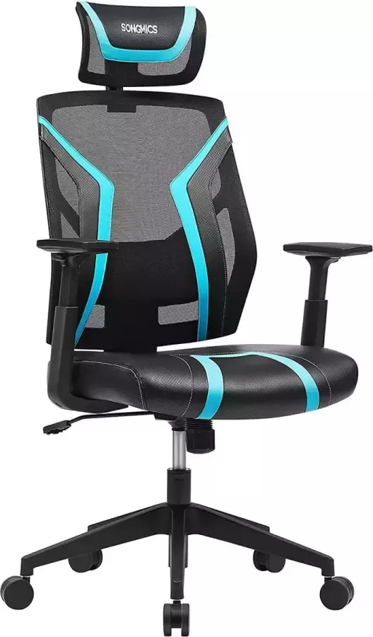 Cosy Living Ergonomische bureaustoel Draaistoel -Kantoorstoel Gamestoel Verstelbaar Zwart Blauw