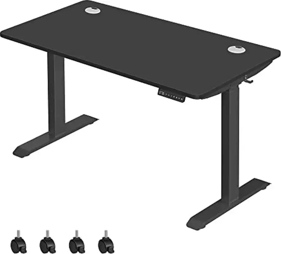 Cosy Living Hoogteverstelbaar bureau Elektrisch Bureau Tafelblad 70 x 140 cm Dubbele motor Traploos verstelbaar Memoryfunctie met 4 hoogtes Met wielen Zwart