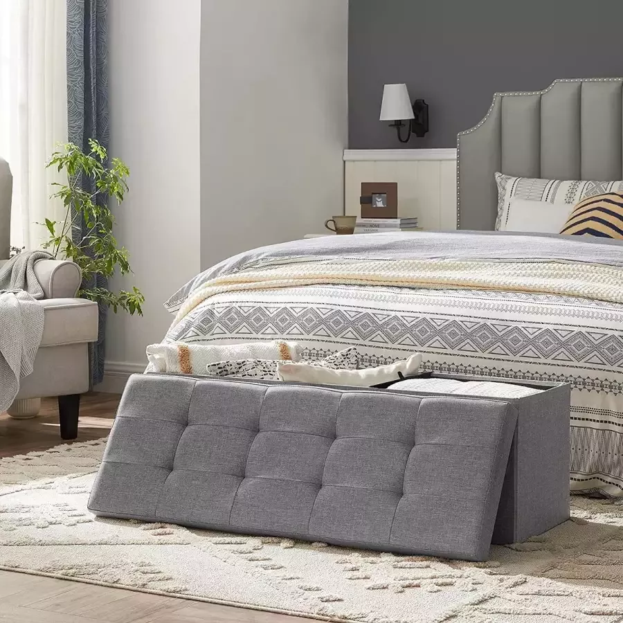 Cozy living Opbergbank Zitkist Opvouwbaar Draagvermogen 300 kg Lichtgrijs