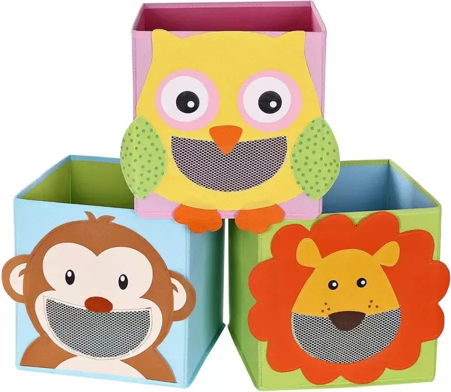 Cozy living Opbergbox Set van 3 Speelgoeddozen Speelgoed organizer Opvouwbare kubussen