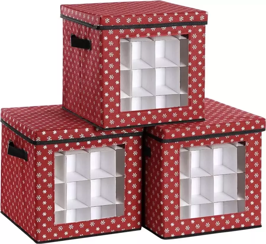 Cozy living Opbergdozen voor kerstballen Set van 3 Vouwdozen 64 kleine vakken per doos