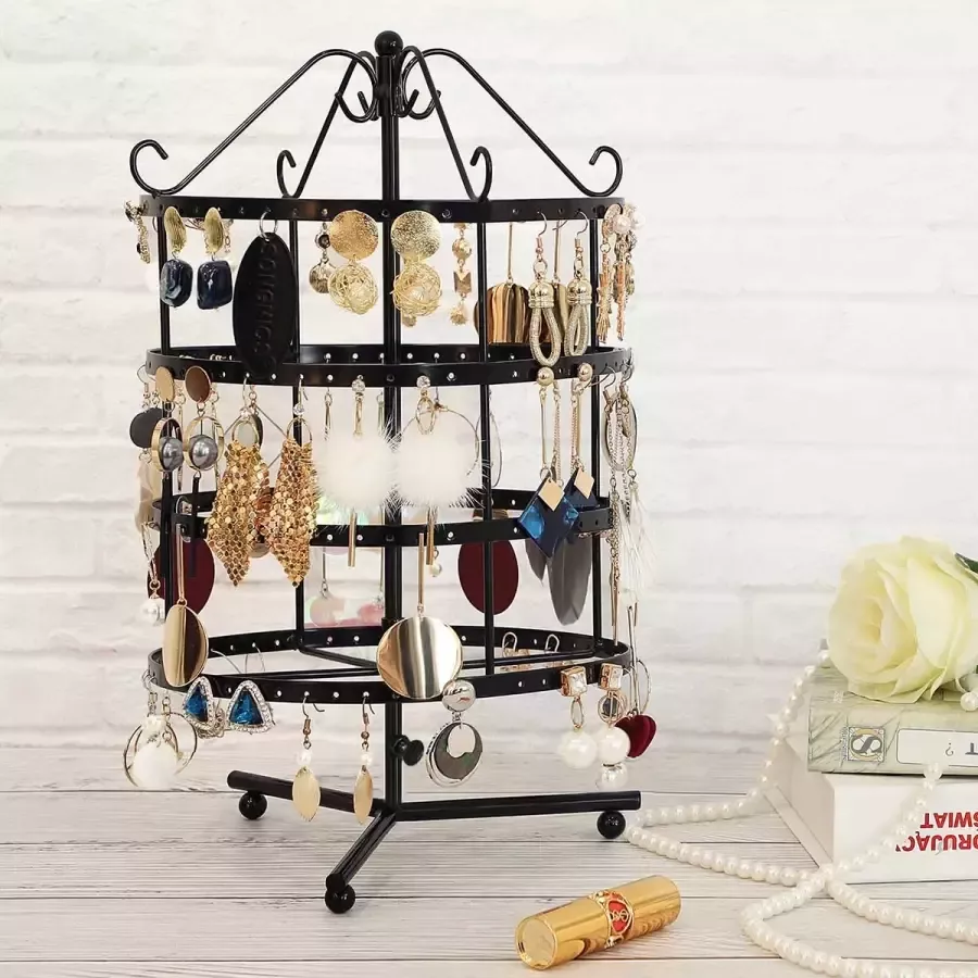 Cozy living Sieradenstandaard Sieradenhouder SieradenKast Oorbellen houder 4 niveaus Zwart