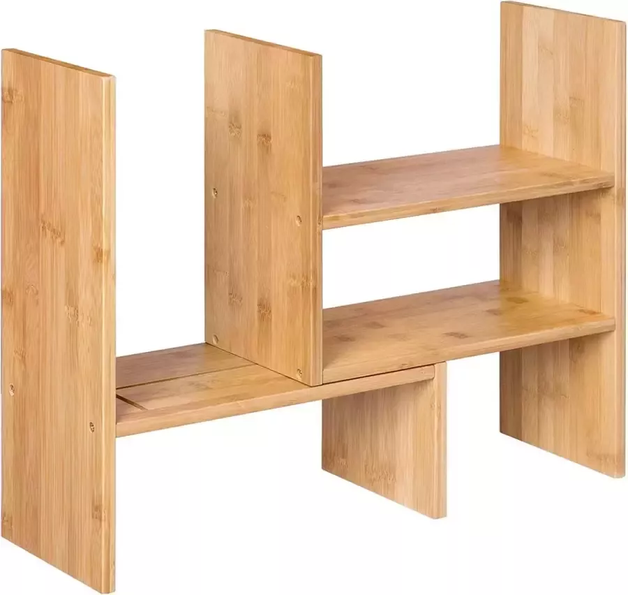 Cozy living Tafelplank 3 verstelbare planken bureau organizer Bamboe Naturel