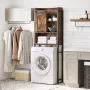 Cozy living Toiletplank – Badkamerkast Stalen frame Kast voor Wasmachine Bruin Zwart - Thumbnail 1