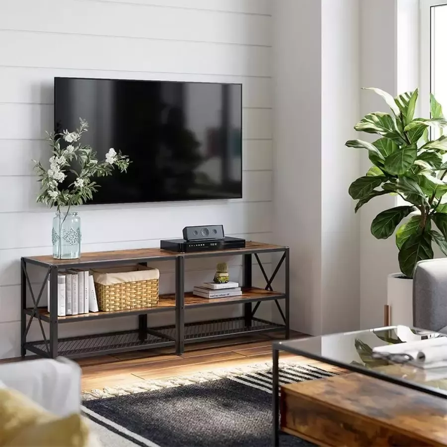 Cozy living TV-meubel TV-tafel Salontafel met planken stalen frame
