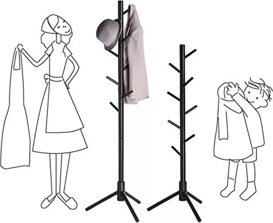 Cosy Living Vrijstaande Kapstok Massief hout in Boomvorm Zwart