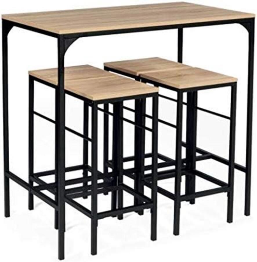 CozyLiving Bartafel met 4 stoelen 5 -delige tafelset barstoel barkruk MDF