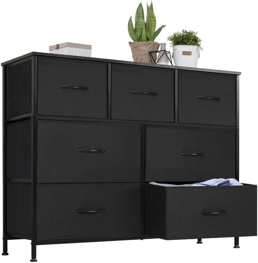 CozyLiving CS- Commode Ladekast Opbergkast Dressoir Vrijstaande ladekast 100x77x38cm Zwart