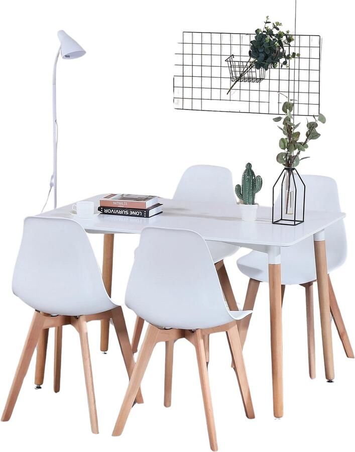 CozyLiving Eettafel met Stoelen 4 Persoon Eettafel set Keuken tafel set Eethoek- Noords Design
