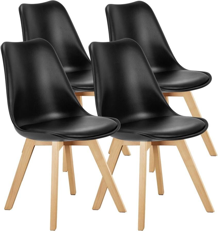 CozyLiving Set 4 stoelen Eettafelstoelen keuken tafel set met stalen frame eettafel met opslagruimte moderne eetkamerstoelen rechthoekige eettafel eetkamer stoelen Zwart