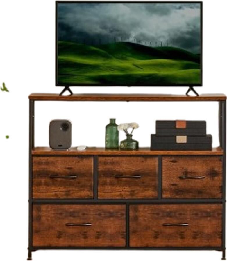 CozyLiving Tv kast Dressoir Opbergkast Tv Meubel Industrieel Tv Tafel 5 Lades x 100x77x30cm