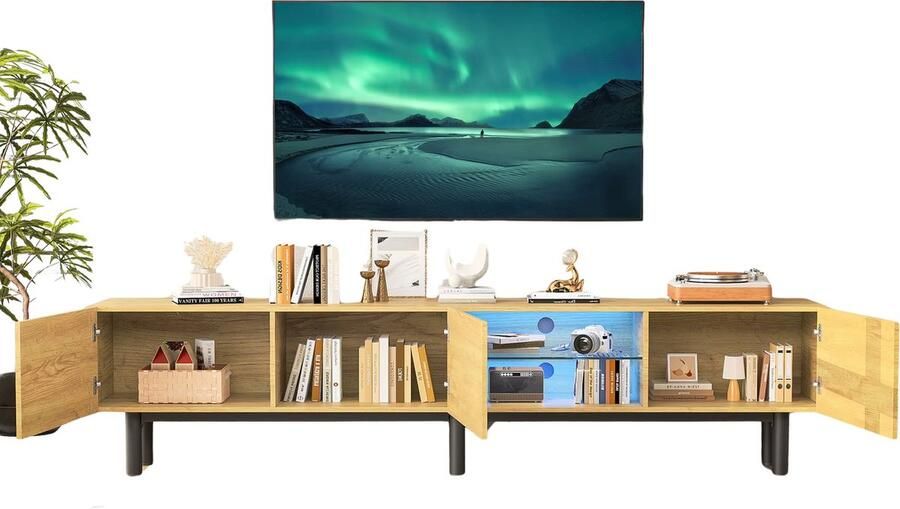 CozyLiving Tv Kast met LED verlichting TV meubel TV kast TV tafel industrieel bruin hout