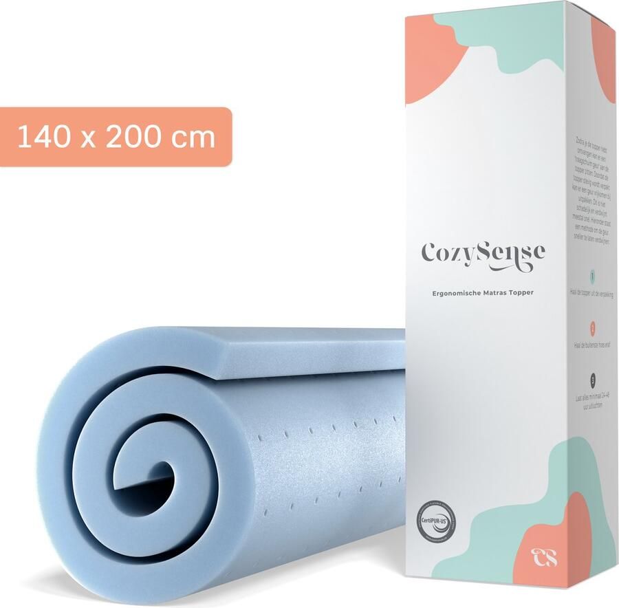 CozySense Basic Topper 140x200 Topdekmatras Topmatrassen 100 dagen proefslapen Topmatras Gel-geïnfuseerd Opencell Traagschuim voor Optimale Luchtstroom Topper CertiPUR Gecertificeerd Traagschuim Topper Medium Hardheid 6 CM Dik - Foto 2
