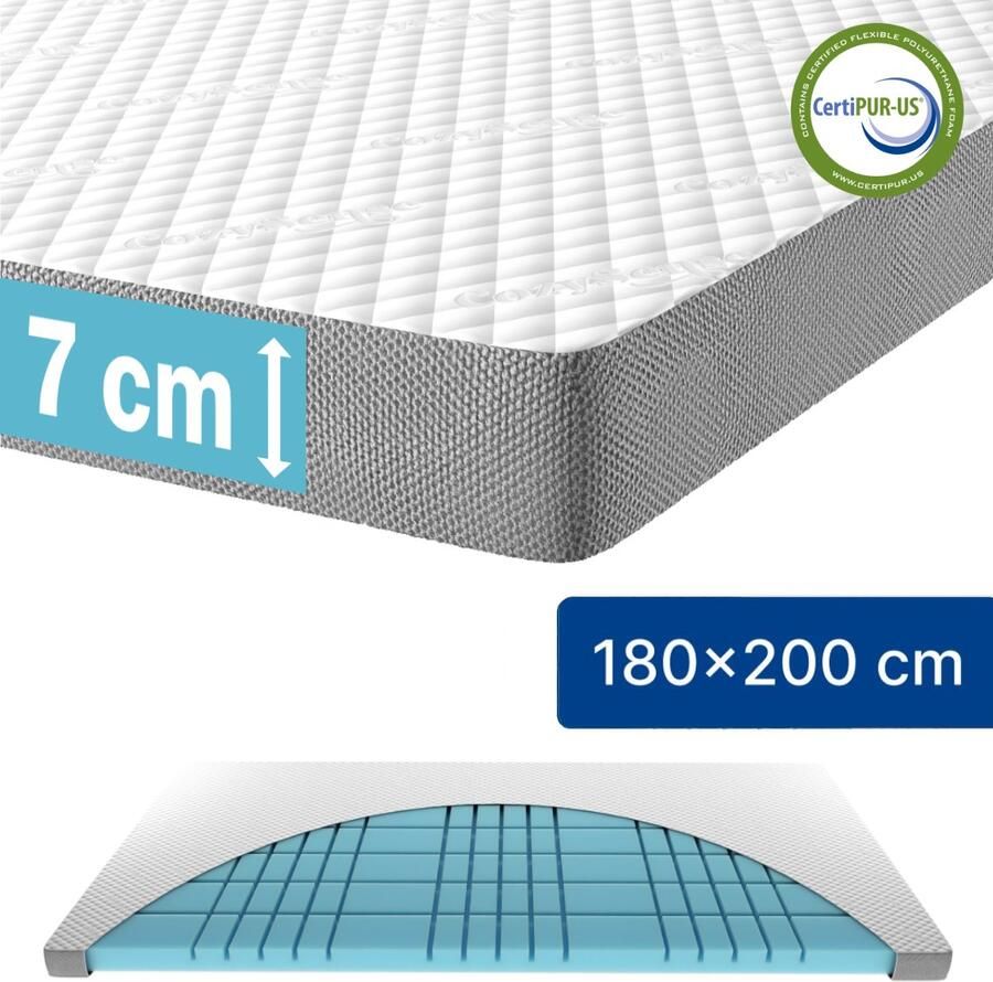 CozySense CubeTech Topper Matras 180x200 Topdekmatras 100 Dagen Proefslapen Topmatrassen 100+ Ergonomische Comfort Cubes voor Optimale Steun & Drukverlichting CertiPUR Gecertificeerd Medium Hard 7 CM Inclusief Wasbare Hoes - Foto 2