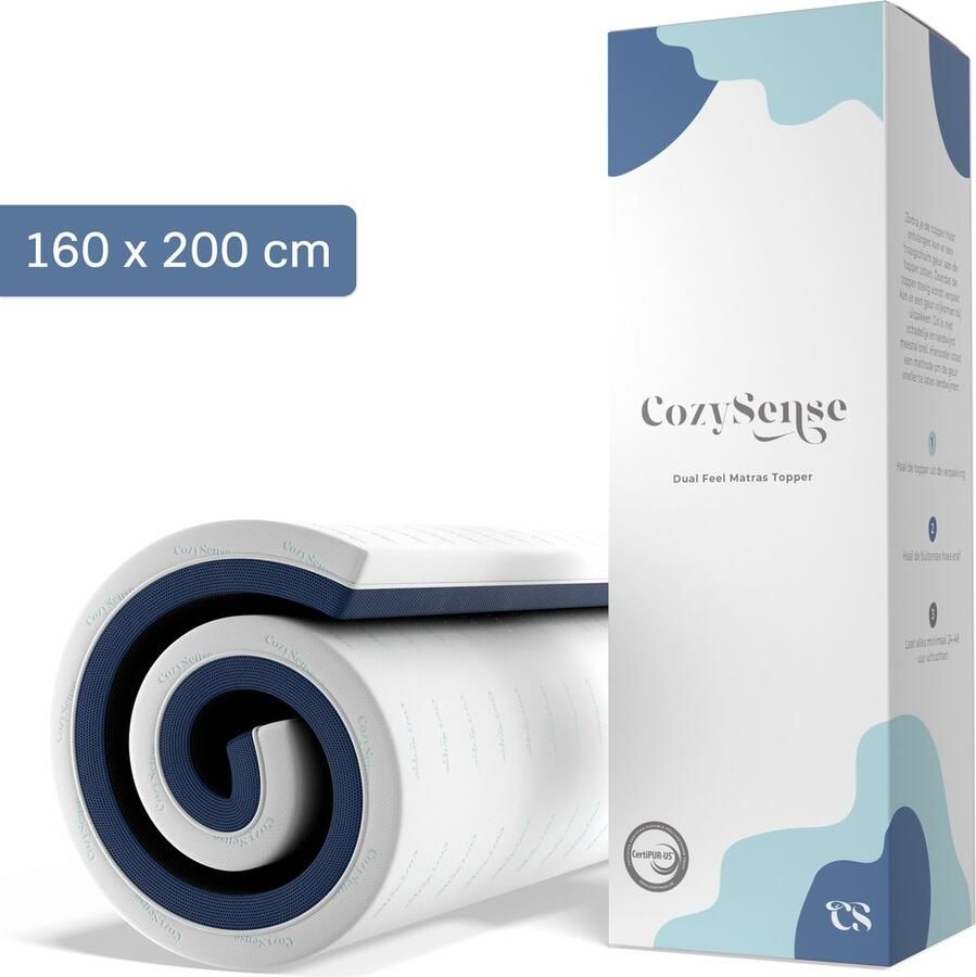 CozySense DualFeel Topper Matras 160 x 200 Topdekmatras Matras topper 100 dagen proefslapen 2 Lagen om te Draaien 1 Koele Kant en 1 Warme Kant Topper CertiPUR Gecertificeerd Medium Hardheid 7.5 CM Dik Inclusief Wasbare Hoes - Foto 2