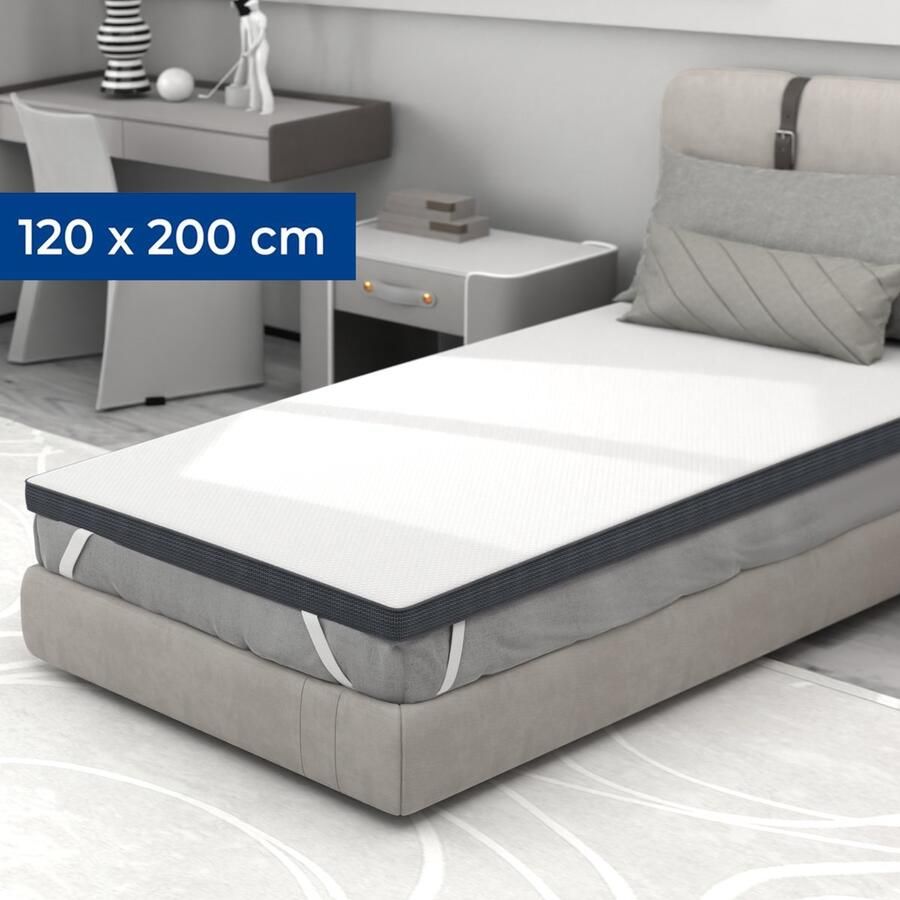 CozySense Topper Matras 120x200 cm Topdekmatras Matras topper Topmatras 100 dagen proefslapen Traagschuim met Verkoelende Gel Topper CertiPUR Gecertificeerd Medium Hardheid 8 CM Dik Inclusief Wasbare Hoes - Foto 2
