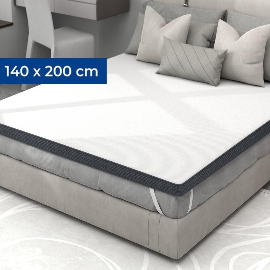 CozySense Topper Matras 140x200 cm Topdekmatras Matras topper Topmatras 100 dagen proefslapen Traagschuim met Verkoelende Gel Topper Matras CertiPUR Gecertificeerd Medium Hardheid 8 CM Dik Inclusief Wasbare Hoes - Foto 2