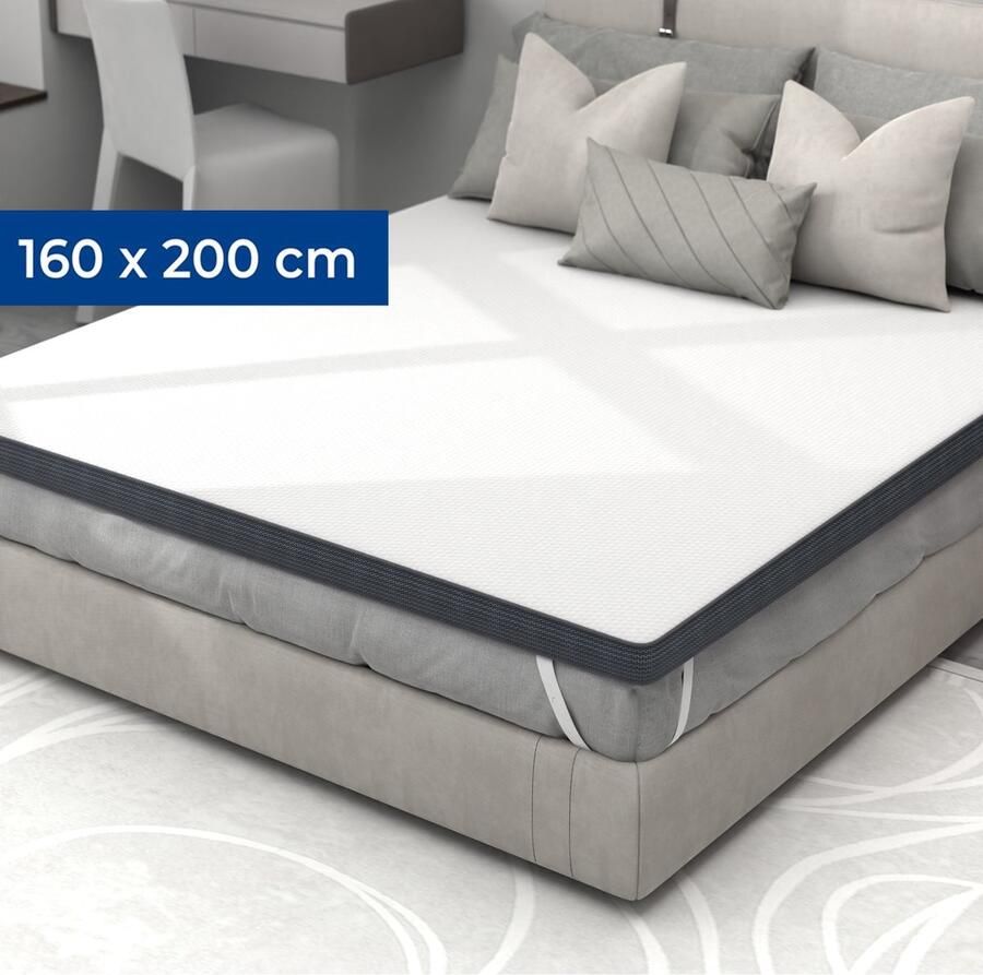 CozySense Topper Matras 160 x 200 cm Topdekmatras Matras topper Topmatras 100 dagen proefslapen Traagschuim met Verkoelende Gel Topper CertiPUR Gecertificeerd Medium Hardheid 8 CM Dik Inclusief Wasbare Hoes - Foto 2