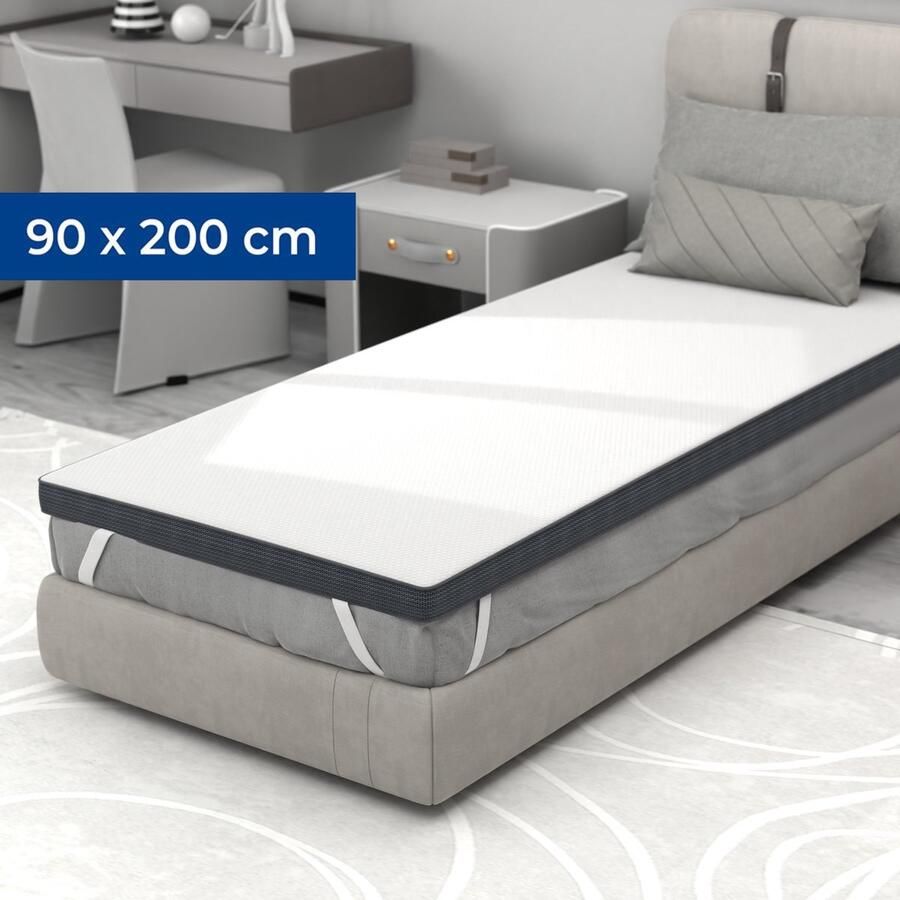CozySense Topper 90x200 Topdekmatras Matras topper Topmatras 100 dagen proefslapen Traagschuim met Verkoelende Gel Topper Matras CertiPUR Gecertificeerd Medium Hardheid 8 CM Dik Inclusief Wasbare Hoes - Foto 2