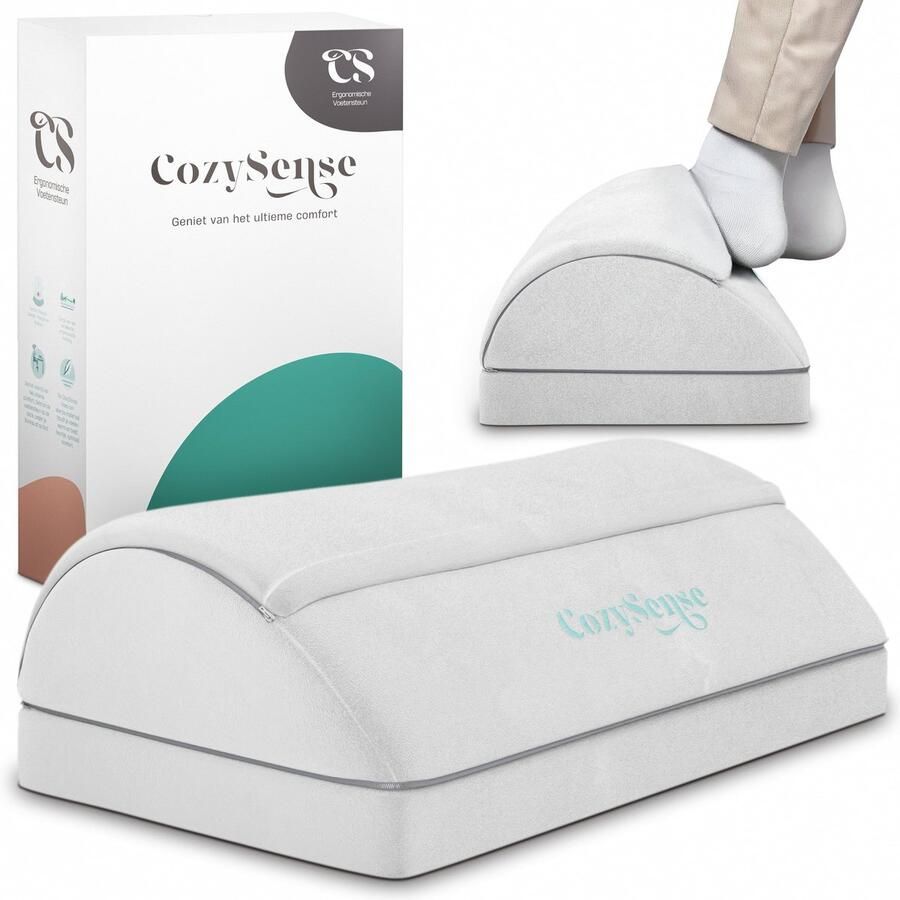 CozySense Voetensteun Bureau Voetenbankje Voor Thuis of Kantoor Voetenkussen Voetsteun 2 Verstelbare Hoogtes Ergonomisch Anti-Slip Afneembare Sherpa Hoes voor Comfort Het Hele Jaar Door Wasbaar Grijs