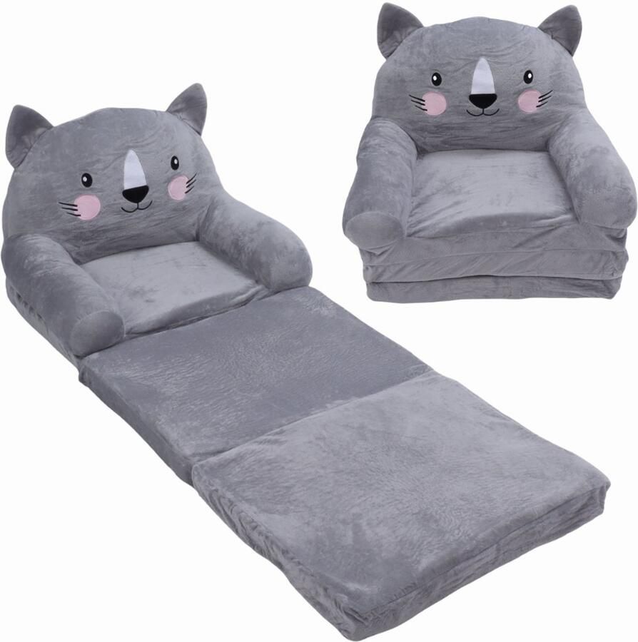 Creatorally Slaapbank Logeerbed Zetelbed 2 in 1 Kinderbank Cartoon Kat Ontwerp Stijl Kindersofa 3 Lagen Fauteuil Slaapbank KIDSOFA