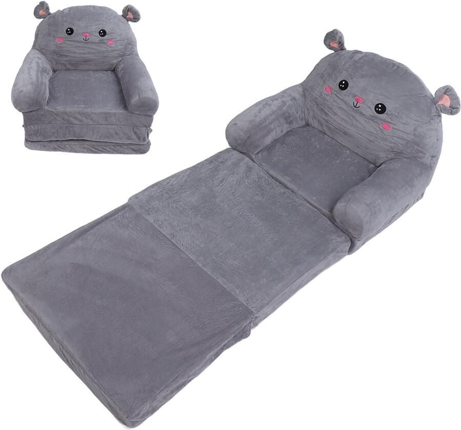 Creatorally Slaapbank Logeerbed Zetelbed Kinderbank Cartoon Muisje Stijl Opvouwbare Zachte Peuterstoel met Brede Handvatten 3 Lagen Fauteuil Slaapbank