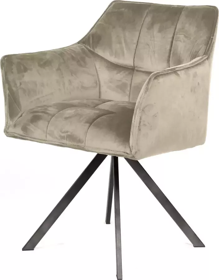 CreaWonen Armstoel Silva 2 stuks Raster draaibaar Champagne velours Industrieel meubels Design