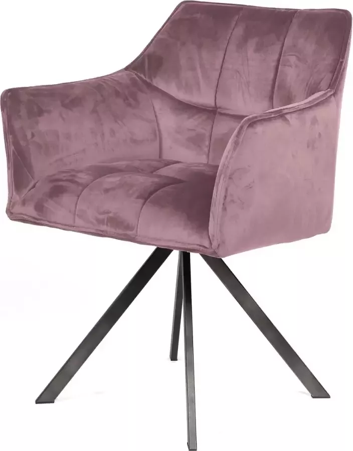 CreaWonen Armstoel Silva 2 stuks Raster Draaibaar Roze velours Industrieel meubels Design