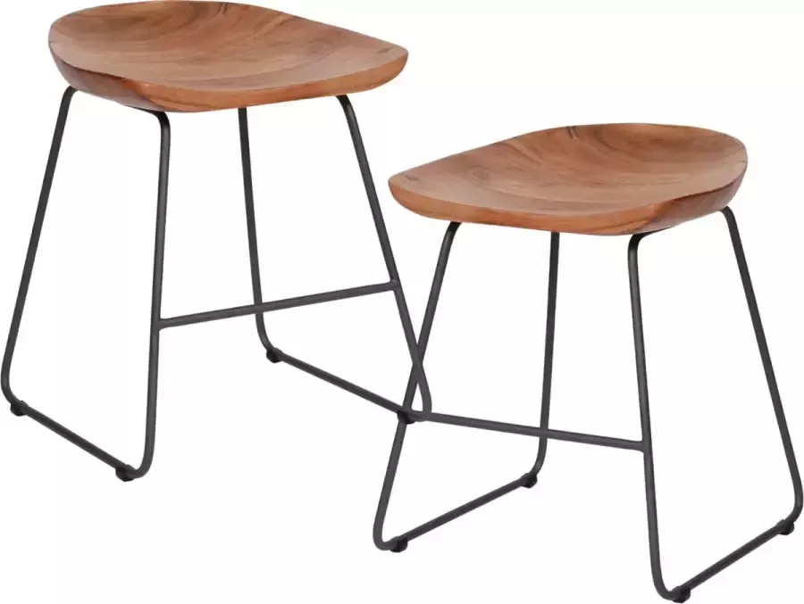 CreaWonen Kruk hout 2 stuks Ergo Massief acacia naturel Industrieel meubels Houten meubel Design