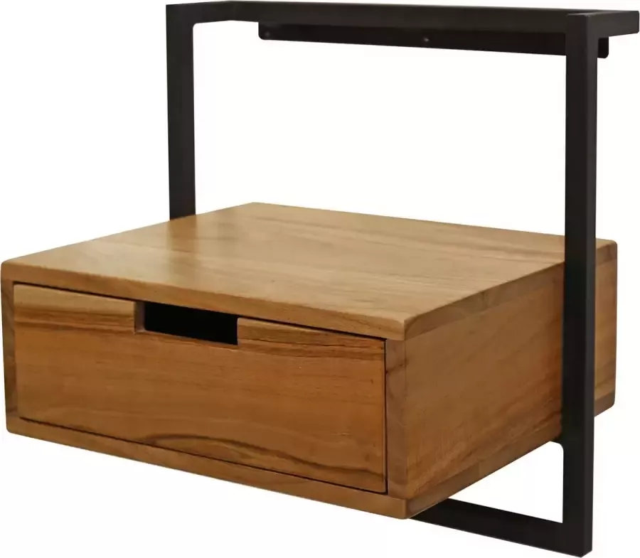 CreaWonen Nachtkastje air solid Massief acacia naturel Industrieel kasten Houten Design Industriele