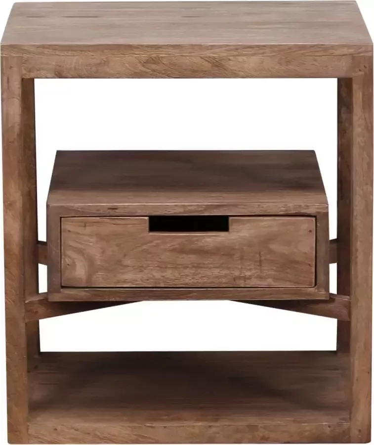 CreaWonen Nachtkastje Desert- Houten Meubels Kantoor Massief mango zandkleur Industrieel Industriele Decoratie