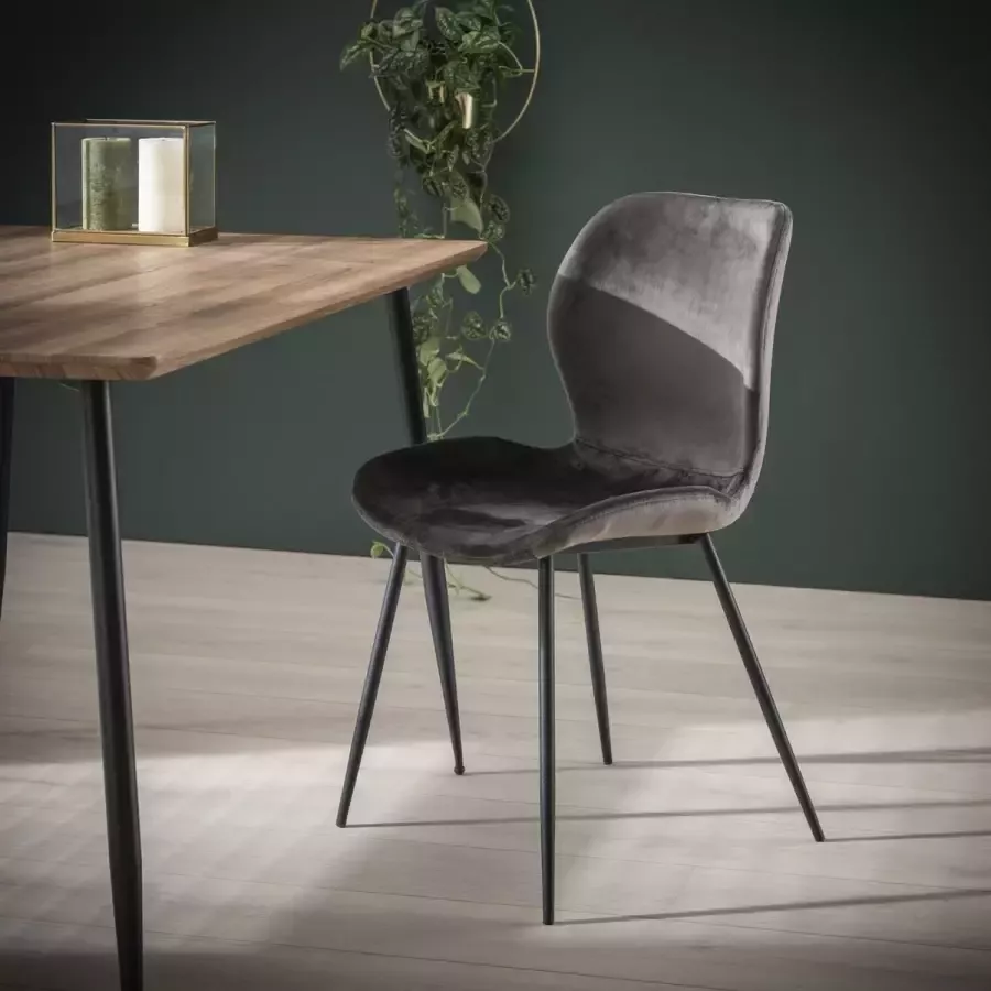 CreaWonen Stoel velvet 4 stuks Antraciet velours Industrieel Stoelen Design eetkamerstoelen