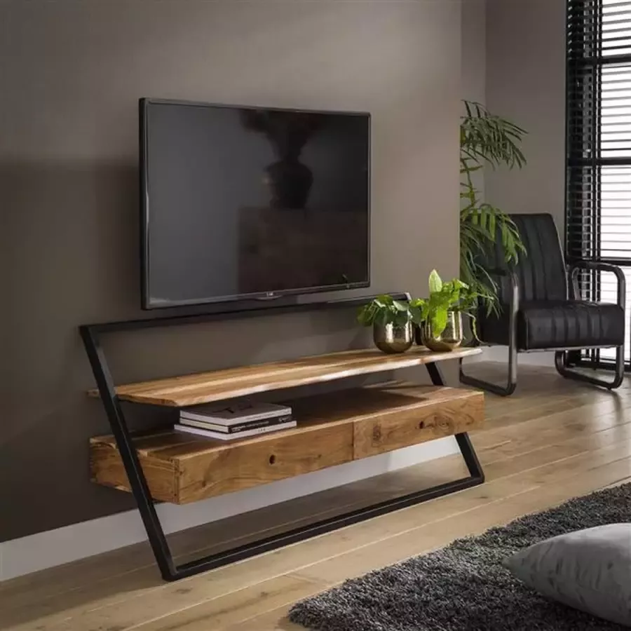 CreaWonen TV-meubel Leptos 2 Laden Massief acacia naturel Meubels Kantoor Industrieel