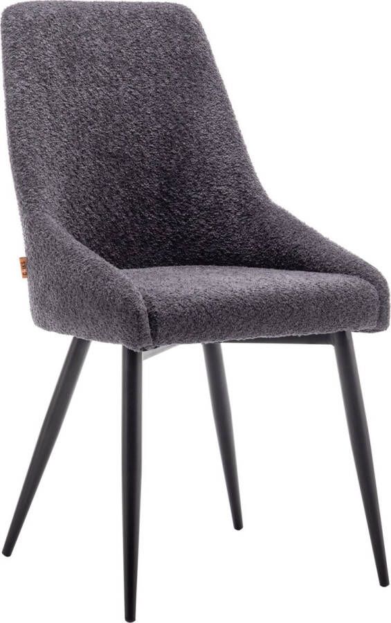 Furnihaus Eetkamerstoelen set van 4 Oscar Boucle Zwart Antraciet - Foto 2